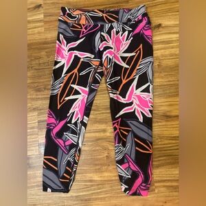 Calvin Klein Performance Wick Black and Pink Floral Leggings